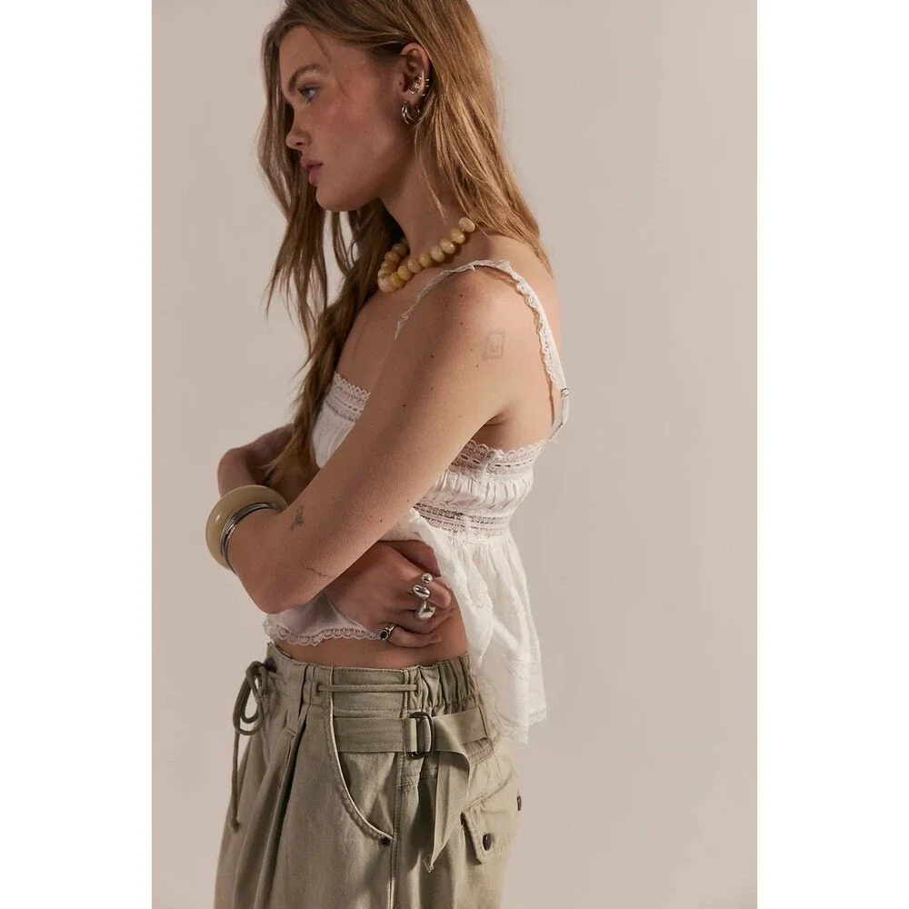 Free People Julien Wide-Leg Chino Trouser Pants Wide-Leg Cotton Zip XS 288477